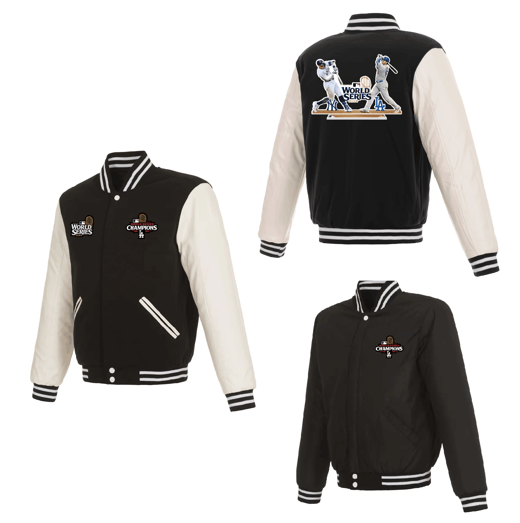 Men Los Angeles Dodgers 5 Freeman 2024 MLB World Series Champions black Jacket style 4